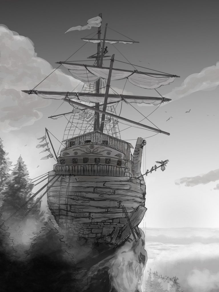bateau maison rocher